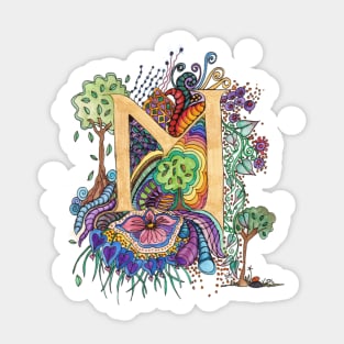 M for Margaret - an illuminated letter Sticker